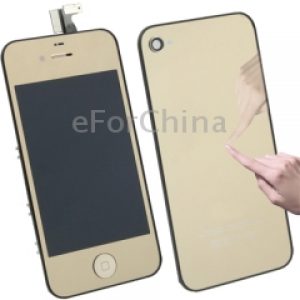 3 in 1 for iPhone 4 (LCD Digitizer + Glass Back Cover + Controller Button) Plating Mirror Kit(Gold)