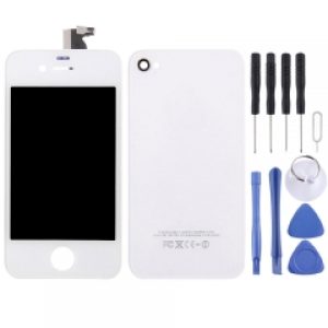 3 in 1 for iPhone 4S (LCD Digitizer + Glass Back Cover + Controller Button)(White)