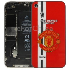 manchester united style glass back cover for iphone 4 red 5fbd331c6e34e