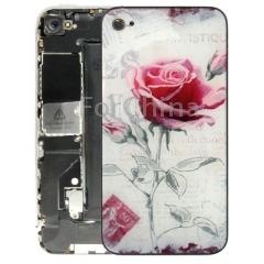 retro postcard style glass back cover for iphone 4s rose pattern black 5fbd32b2f16dc