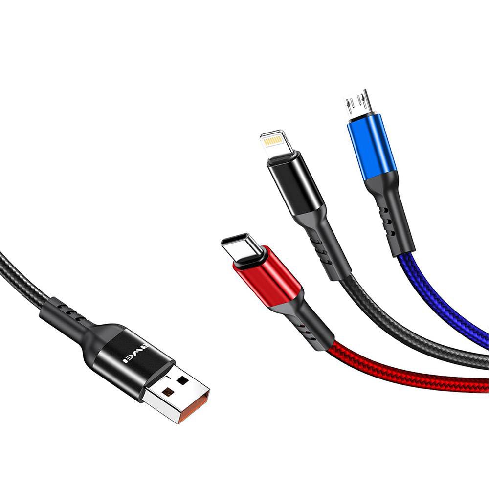 3 σε 1 Καλώδιο Δεδομένων Micro USB Type C Lightning 2.4A Awei CL 971 3 11