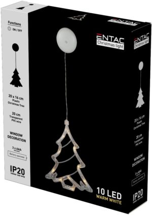 Entac Χριστουγεννιάτικη Διακόσμηση Παραθύρου Δέντρο 10 LED Θερμό (3xAA Δεν περιλαμβ.)
