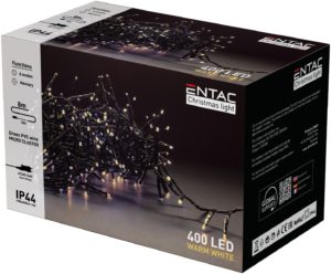 Entac Χριστουγεννιάτικα λαμπάκια IP44 400 LED Ψείρες Θερμό 8m