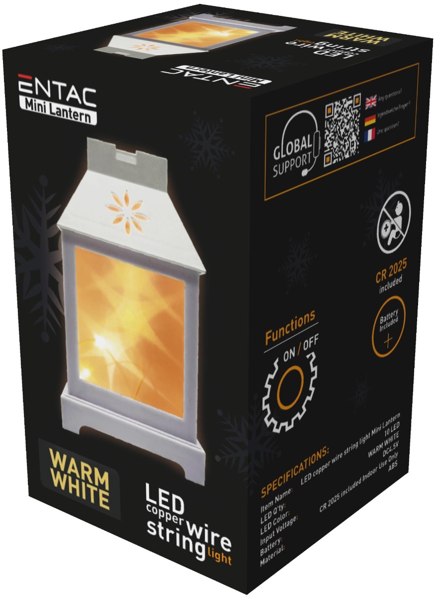 Entac LED Mini Copper Wire Lantern White 12cm