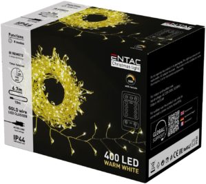 Entac Χριστουγεννιάτικα IP44 400 LED Ψείρες Χρυσό Καλώδιο Θερμό 6.7mm
