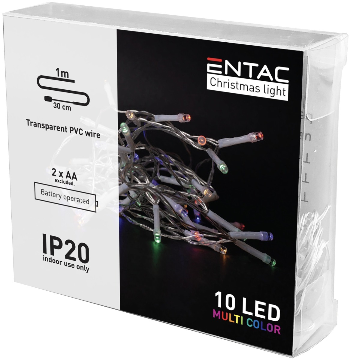 Entac Χριστουγεννιάτικα Εσωτερικά 10 LED Πολύχρωμα 1μ (2xAA Δεν περιλαμβ.)