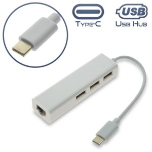 Type-C to USB2 Hub x3 + Ethernet White