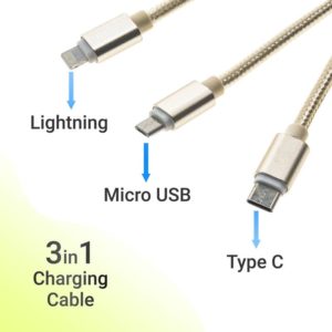 Triple Usb Cable Data-Charge Gold