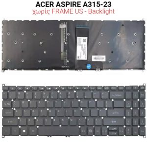 Πληκτρολόγιο ACER ASPIRE A315-23 NO FRAME US + BACKLIGHT