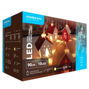 Modee Χριστουγεννιάτικα Διακοσμητικά Φωτάκια LED (10LED/120cm/10cm) Θερμό Λευκό