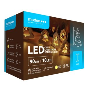 Modee Χριστουγεννιάτικα Διακοσμητικά Φωτάκια LED (10LED/120cm/10cm) Θερμό Λευκό
