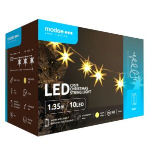 Modee Χριστουγεννιάτικα Διακοσμητικά Φωτάκια LED (10LED/165cm/15cm) Θερμό Λευκό