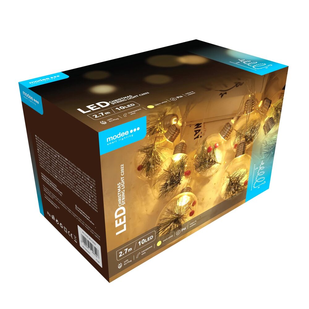 Modee Χριστουγεννιάτικα Φωτάκια LED με Βύσμα (10LED/300cm/30cm) Θερμό Λευκό 3 Modee Χριστουγεννιάτικα Φωτάκια LED με Βύσμα (10LED/300cm/30cm) Θερμό Λευκό - Image 3