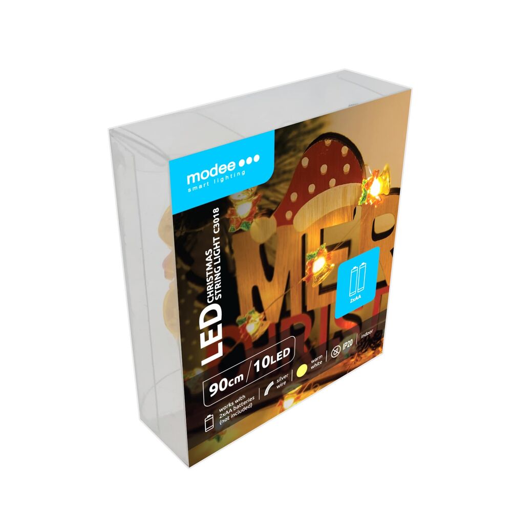 Modee Χριστουγεννιάτικα Διακοσμητικά Φωτάκια LED με Μπαταρία (10LED/120cm/10cm) Θερμό Λευκό 2 Modee Χριστουγεννιάτικα Διακοσμητικά Φωτάκια LED με Μπαταρία (10LED/120cm/10cm) Θερμό Λευκό - Image 2
