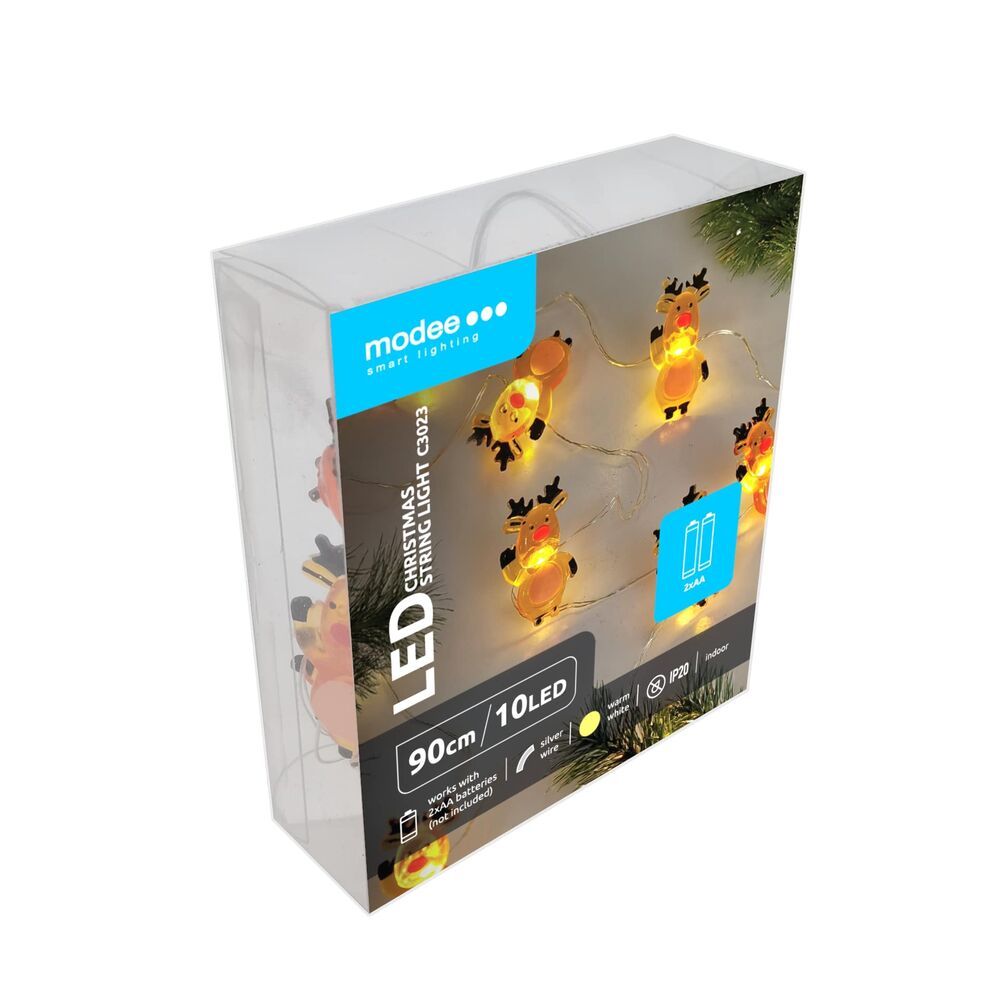 Modee Χριστουγεννιάτικα Διακοσμητικά Φωτάκια LED με Μπαταρίες (10LED/120cm/10cm) Θερμό Λευκό 2 Modee Χριστουγεννιάτικα Διακοσμητικά Φωτάκια LED με Μπαταρίες (10LED/120cm/10cm) Θερμό Λευκό - Image 2