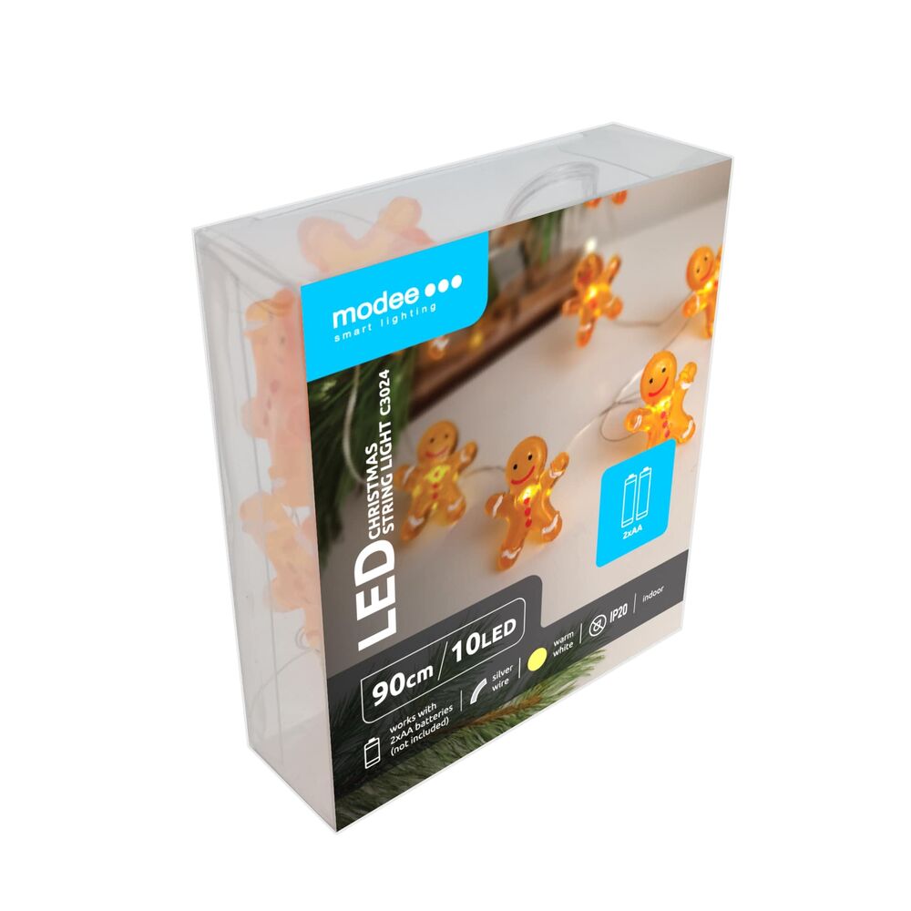 Modee Χριστουγεννιάτικα Διακοσμητικά Φωτάκια LED με Μπαταρία (10LED/120cm/10cm) Θερμό Λευκό 2 Modee Χριστουγεννιάτικα Διακοσμητικά Φωτάκια LED με Μπαταρία (10LED/120cm/10cm) Θερμό Λευκό - Image 2