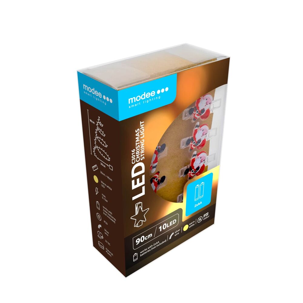 Modee Χριστουγεννιάτικα Διακοσμητικά Φωτάκια LED με Κλιπ & Μπαταρία (10LED/120cm/10cm) Θερμό Λευκό 2 Modee Χριστουγεννιάτικα Διακοσμητικά Φωτάκια LED με Κλιπ & Μπαταρία (10LED/120cm/10cm) Θερμό Λευκό - Image 2