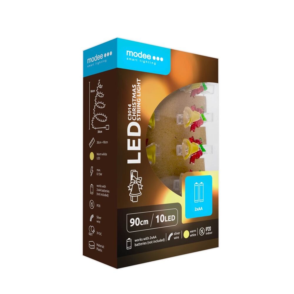Modee Χριστουγεννιάτικα Διακοσμητικά Φωτάκια LED με Μπαταρία & Κλιπ (10LED/120cm/10cm) Θερμό Λευκό 1 Modee Χριστουγεννιάτικα Διακοσμητικά Φωτάκια LED με Μπαταρία & Κλιπ (10LED/120cm/10cm) Θερμό Λευκό