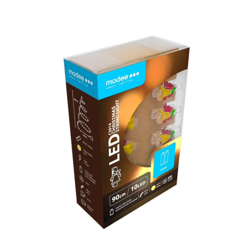 Modee Χριστουγεννιάτικα Διακοσμητικά Φωτάκια LED με Μπαταρία & Κλιπ (10LED/120cm/10cm) Θερμό Λευκό 2 Modee Χριστουγεννιάτικα Διακοσμητικά Φωτάκια LED με Μπαταρία & Κλιπ (10LED/120cm/10cm) Θερμό Λευκό - Image 2