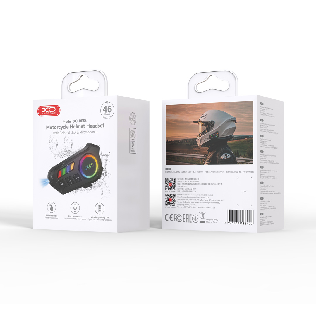 XO BE56 Ακουστικό Κράνους Μηχανής με Πολύχρωμο Φωτισμό LED 5 XO BE56 Ακουστικό Κράνους Μηχανής με Πολύχρωμο Φωτισμό LED - Image 5