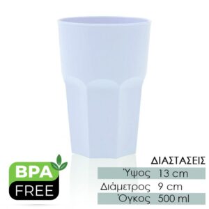 Μεγάλο Ποτήρι Πολυγωνικό 500ml Frosted