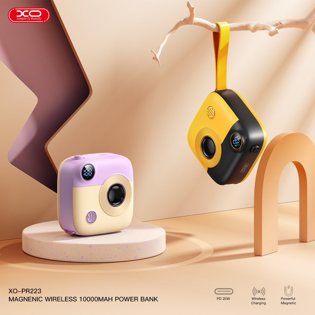 XO PR223 mini camera digital display fast charging power bank 10000mAh (Purple & White) 4 XO PR223 mini camera digital display fast charging power bank 10000mAh (Purple & White) - Image 4