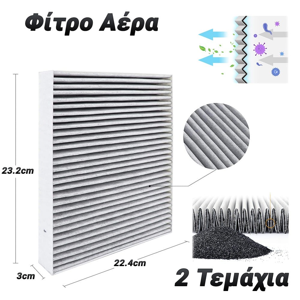 2 Τεμάχια Φίλτρο Αέρα (23.2x22.4x3cm) 1 2 Τεμάχια Φίλτρο Αέρα (23.2x22.4x3cm)