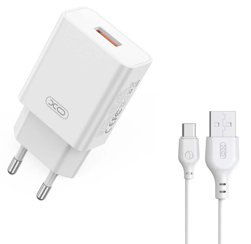 XO L127 USB-A QC18W Φορτιστής Γρήγορης Φόρτισης με Type-C Καλώδιο 1 XO L127 USB-A QC18W Φορτιστής Γρήγορης Φόρτισης με Type-C Καλώδιο