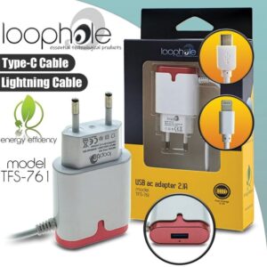 LOOPHOLE AC Adapter TYPE-C & Lightning RED