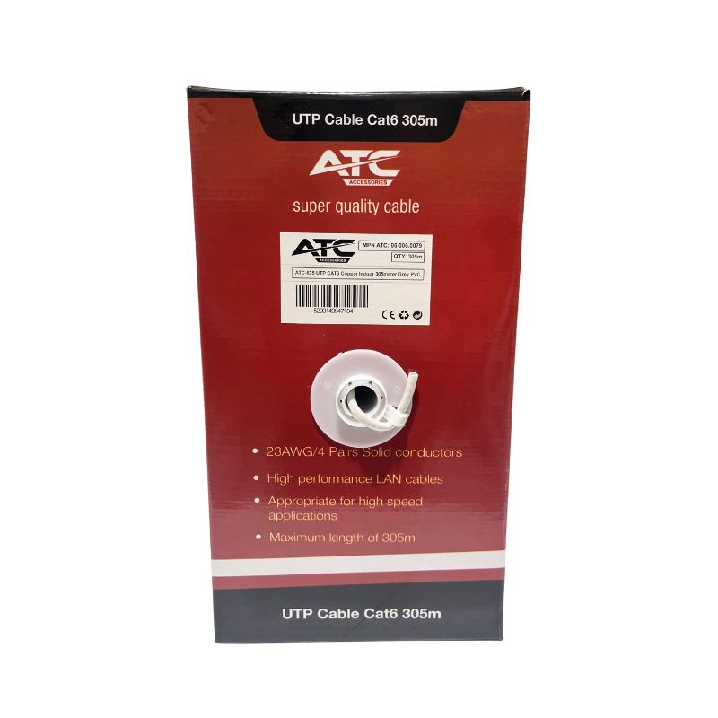 ATC-635 UTP CAT6 Στροφείο Εσωτερικού Χώρου με Χαλκό Γκρι PVC 305m 2 ATC-635 UTP CAT6 Στροφείο Εσωτερικού Χώρου με Χαλκό Γκρι PVC 305m - Image 2