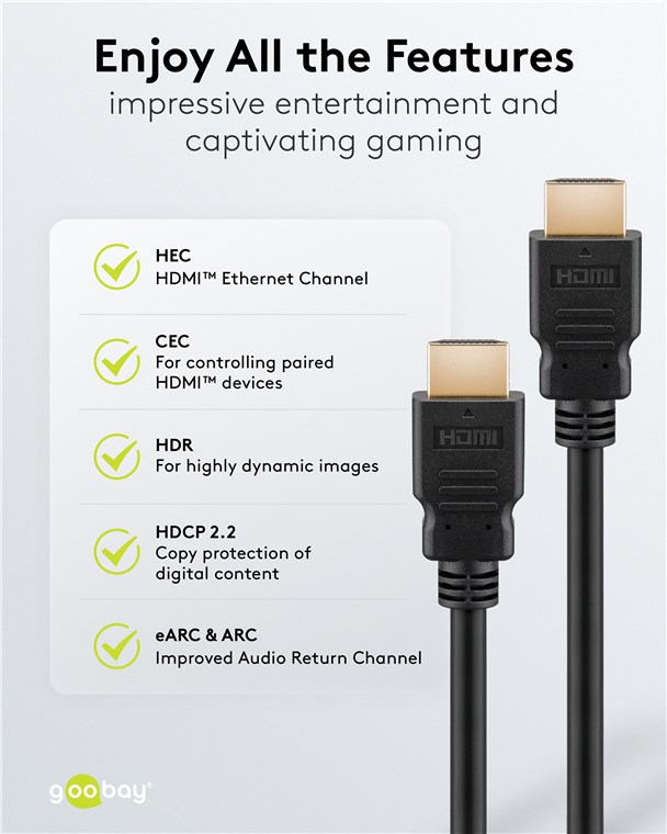 Goobay Καλώδιο HDMI Ethernet Υψηλής Ταχύτητας 4K/60Hz 18Gbit/s Μαύρο 1,5m 80102 4 Goobay Καλώδιο HDMI Ethernet Υψηλής Ταχύτητας 4K/60Hz 18Gbit/s Μαύρο 1,5m 80102 - Image 4