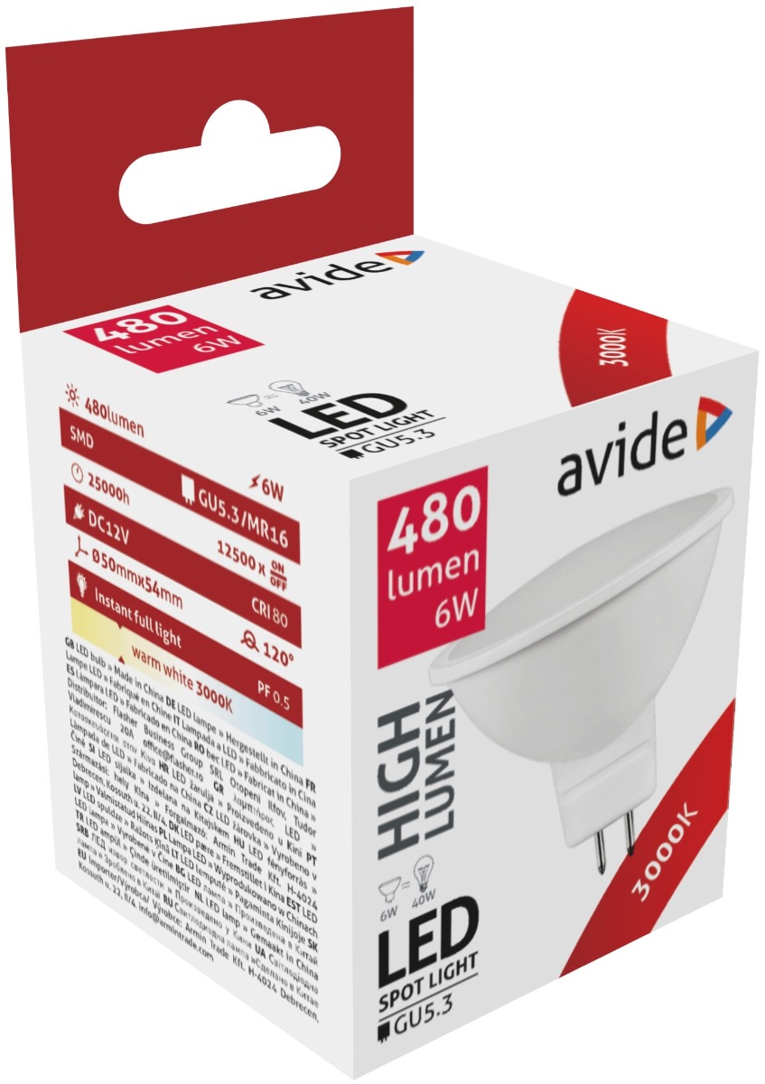 Avide LED Σπότ Αλουμίνιο + Πλαστικό 6W GU5.3 12V 120° Θερμό 3000K 1 Avide LED Σπότ Αλουμίνιο + Πλαστικό 6W GU5.3 12V 120° Θερμό 3000K