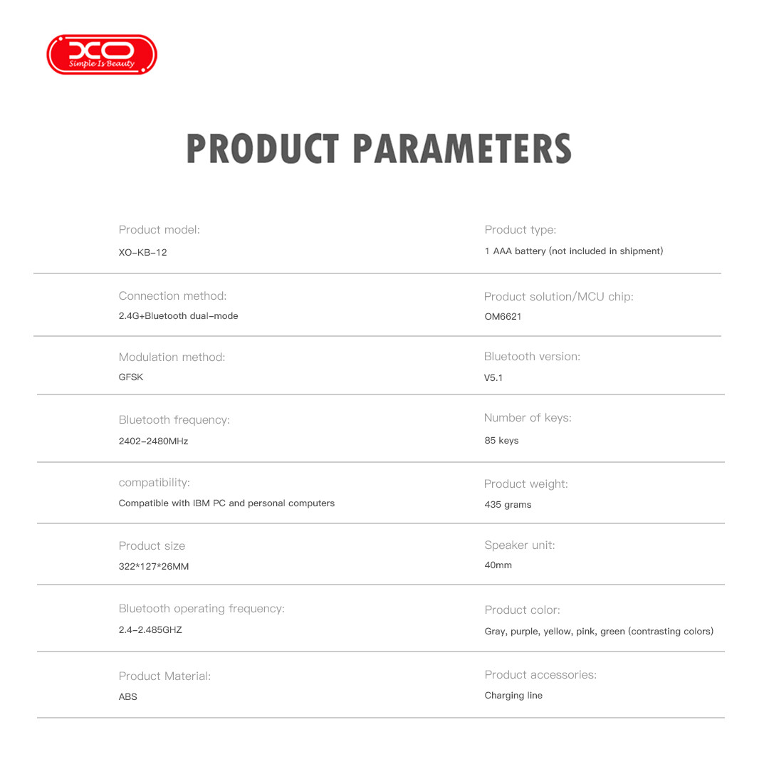 XO KB-12 Ασύρματο Πληκτρολόγιο Bluetooth Tri-Colour Γκρι 6 XO KB-12 Ασύρματο Πληκτρολόγιο Bluetooth Tri-Colour Γκρι - Image 6