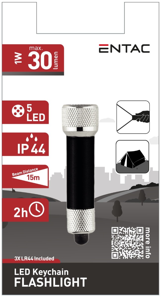 Entac Φακός 5 LED Μπρελόκ Μαύρο 1 Entac Φακός 5 LED Μπρελόκ Μαύρο
