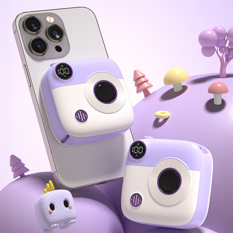XO PR223 mini camera digital display fast charging power bank 10000mAh (Purple & White) 2 XO PR223 mini camera digital display fast charging power bank 10000mAh (Purple & White) - Image 2