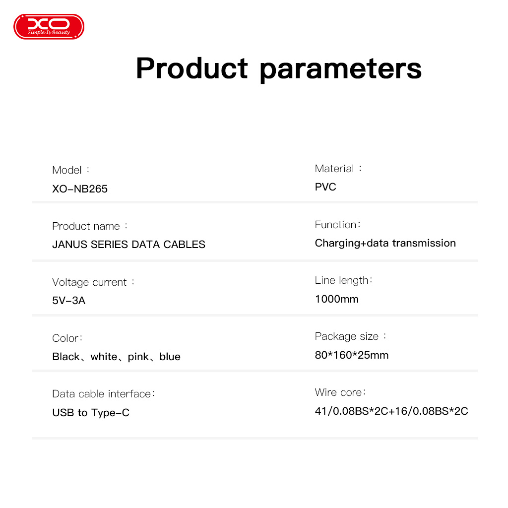 XO NB265 Μινιμαλιστικό Καλώδιο Type-C Μπλε 3 XO NB265 Μινιμαλιστικό Καλώδιο Type-C Μπλε - Image 3