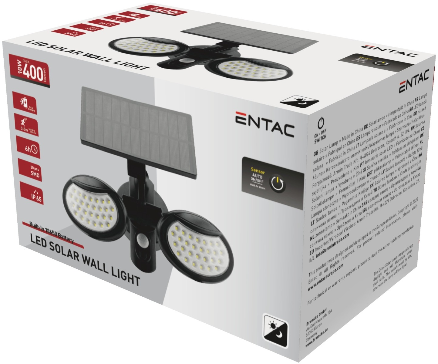 Entac Ηλιακό Φως Τοίχου 10W SMD 2 Κεφαλές με Ανιχνευτή Κίνησης 1 Entac Ηλιακό Φως Τοίχου 10W SMD 2 Κεφαλές με Ανιχνευτή Κίνησης