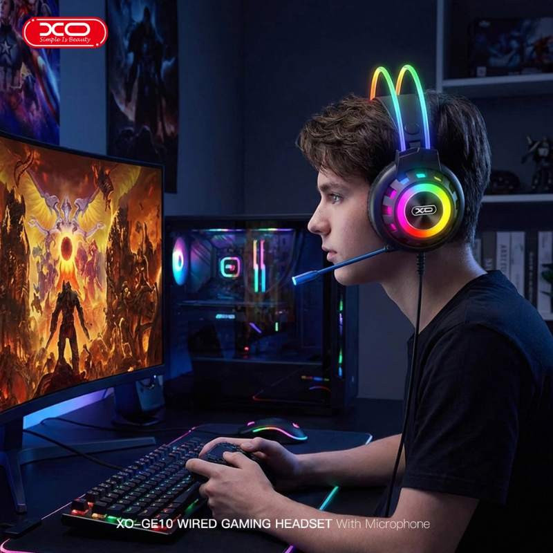 XO GE10 Gaming Ενσύρματα Ακουστικά RGB με Μικρόφωνο Μαύρα 5 XO GE10 Gaming Ενσύρματα Ακουστικά RGB με Μικρόφωνο Μαύρα - Image 5