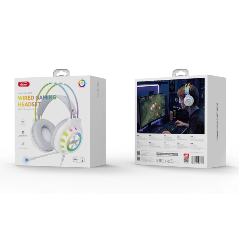XO GE10 Gaming Ενσύρματα Ακουστικά RGB με Μικρόφωνο Λευκά 3 XO GE10 Gaming Ενσύρματα Ακουστικά RGB με Μικρόφωνο Λευκά - Image 3
