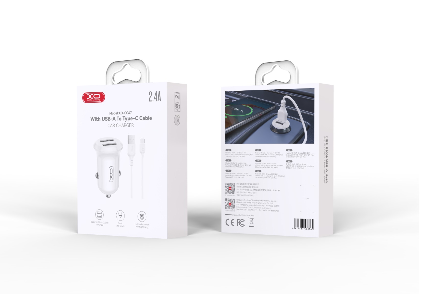 XO CC67 Mini Smart Φορτιστής Αυτοκινήτου με 2 Θύρες USB 2.4A και Καλώδιο Type-C (NB103) 2 XO CC67 Mini Smart Φορτιστής Αυτοκινήτου με 2 Θύρες USB 2.4A και Καλώδιο Type-C (NB103) - Image 2
