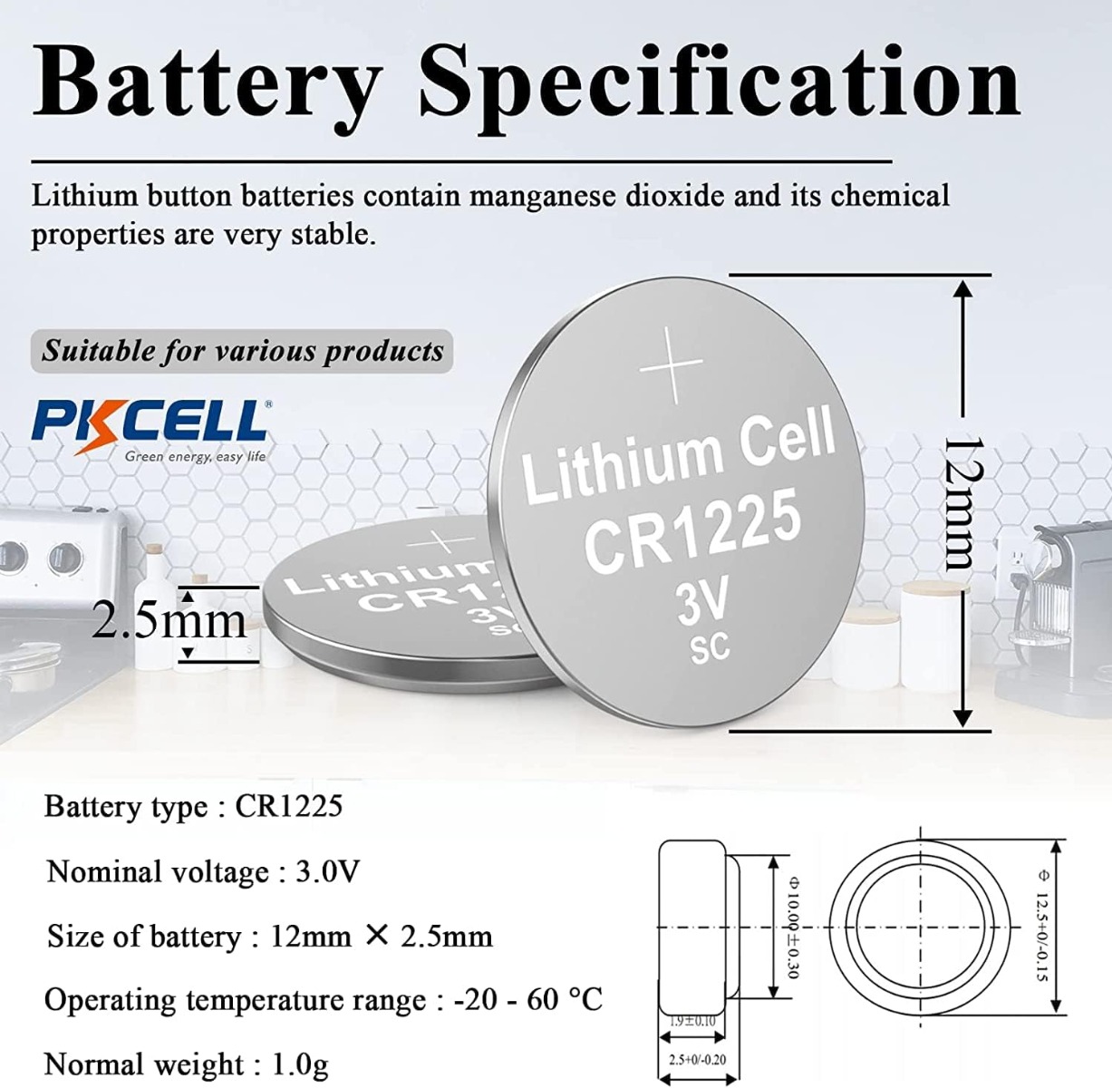 Pkcell CR1225 Μπαταρίες Κουμπιά Λιθίου 3,0V 5τμχ 9 Pkcell CR1225 Μπαταρίες Κουμπιά Λιθίου 3,0V 5τμχ - Image 9