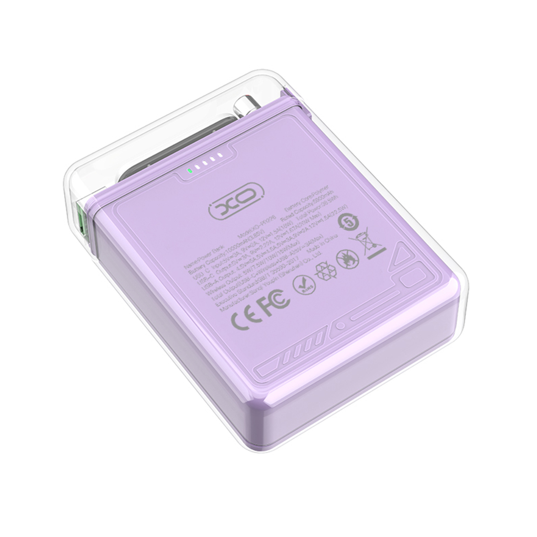 XO PR226 Mini Transparent Light Display Magnetic Absorption Fast Charging 10000mAh (Purple) 3 XO PR226 Mini Transparent Light Display Magnetic Absorption Fast Charging 10000mAh (Purple) - Image 3