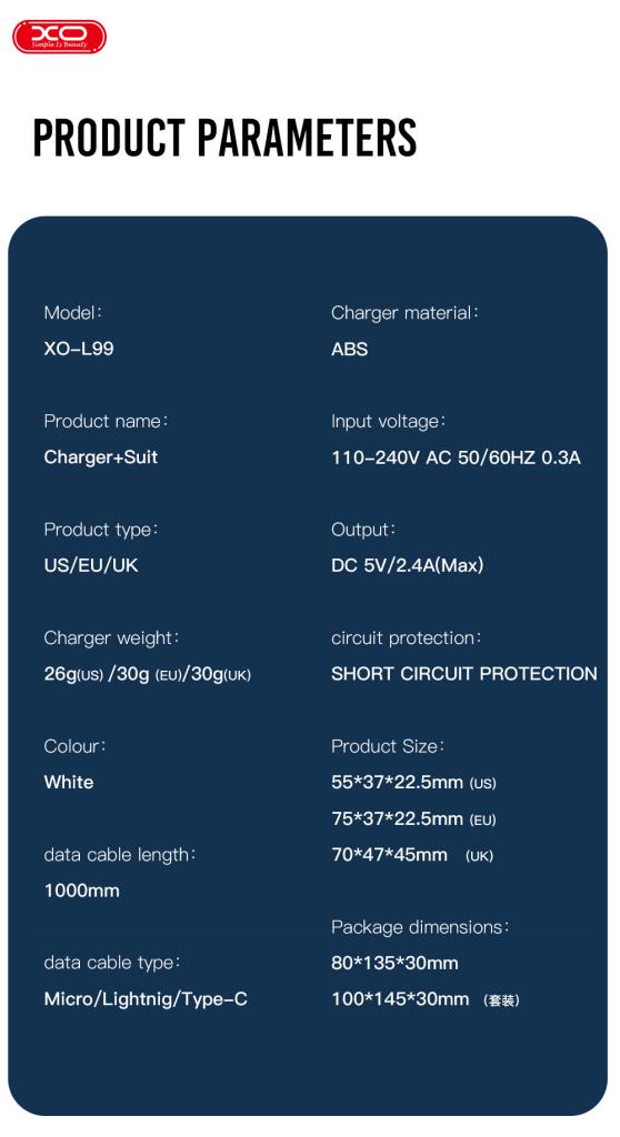 XO L99 2.4A Φορτιστής με Micro Καλώδιο (NB103) 7 XO L99 2.4A Φορτιστής με Micro Καλώδιο (NB103) - Image 7
