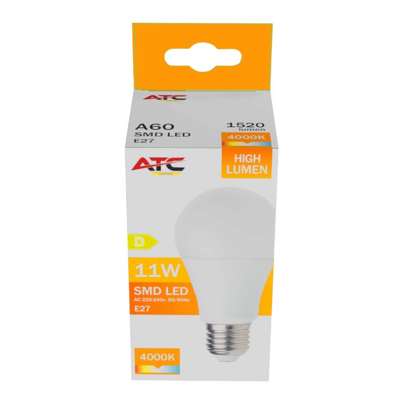 ATC SMD LED High Lumen Λαμπτήρας A60 230V 11W/1520LM E27 4000K 3 ATC SMD LED High Lumen Λαμπτήρας A60 230V 11W/1520LM E27 4000K - Image 3