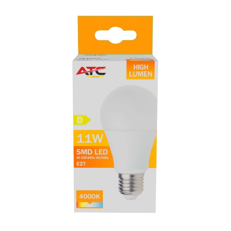 ATC SMD LED High Lumen Λαμπτήρας A60 230V 11W/1520LM E27 4000K 2 ATC SMD LED High Lumen Λαμπτήρας A60 230V 11W/1520LM E27 4000K - Image 2