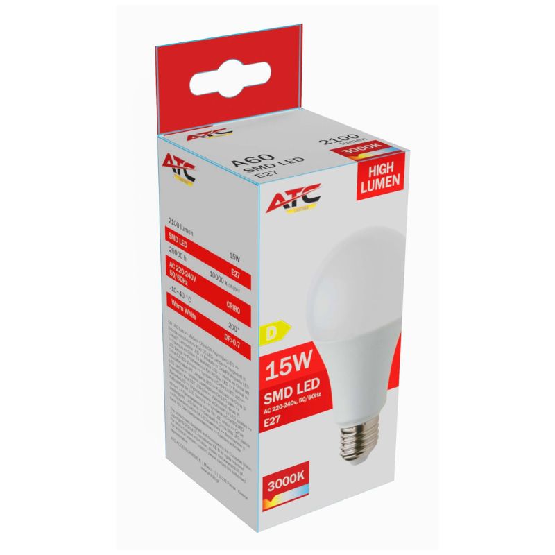 ATC SMD LED High Lumen Λαμπτήρας A60 230V 15W/2100LM E27 3000K 2 ATC SMD LED High Lumen Λαμπτήρας A60 230V 15W/2100LM E27 3000K - Image 2