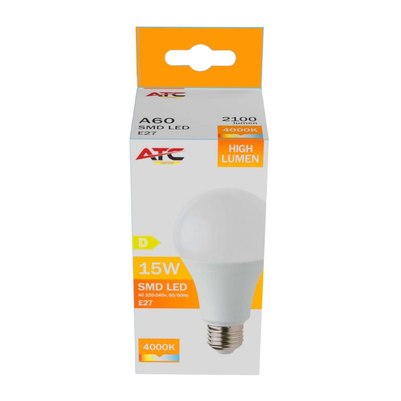 ATC SMD LED High Lumen Λαμπτήρας A60 230V 15W/2100LM E27 4000K 3 ATC SMD LED High Lumen Λαμπτήρας A60 230V 15W/2100LM E27 4000K - Image 3
