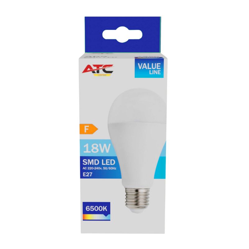 ATC SMD LED Λαμπτήρας A65 230V 18W/1850LM E27 6500K 2 ATC SMD LED Λαμπτήρας A65 230V 18W/1850LM E27 6500K - Image 2