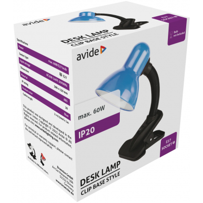 Avide Basic Φωτιστικό Γραφείου Κλιπ Μπλε Max 60W 2 Avide Basic Φωτιστικό Γραφείου Κλιπ Μπλε Max 60W - Image 2