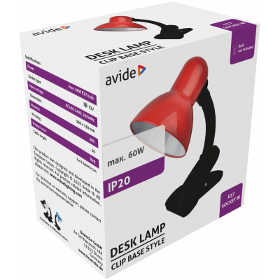 Avide Basic Φωτιστικό Γραφείου Κλιπ Κόκκινο Max 60W 2 Avide Basic Φωτιστικό Γραφείου Κλιπ Κόκκινο Max 60W - Image 2